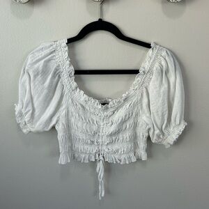 white cotton candy LA blouse crop top size M